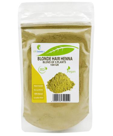 BLONDE HENNA HAIR POWDER - 100% Natural - Blend of cassia amla chamomile henna aloe vera plant powders that revives the color of blonde hair gives golden light reflections - 100 GR