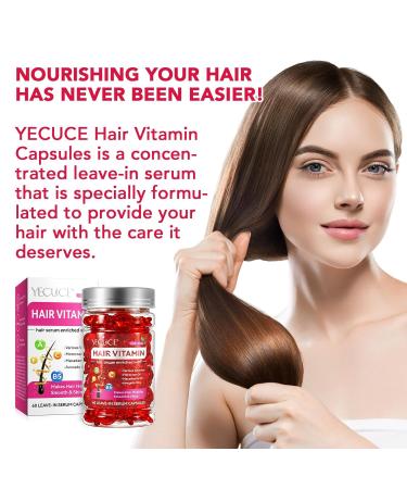 Buy Hair Treatment Serum - 60PCS Hair Vitamins Capsules for Frizzy & Dry Hair | Moisturizing Oil with Avocado | Leave-in Anti Frizz Conditioner - Buy Online on GoSupps.com