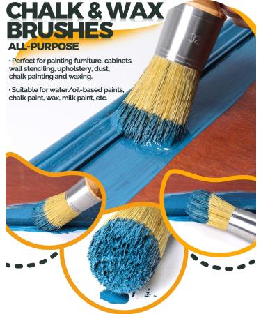 2PC Professional Chalk & Wax Paint Brush Set for Furniture & Home Decor - Oval & Round Brushes for DIY Crafts - Natural Bristles - Buy Online on GoSupps.com