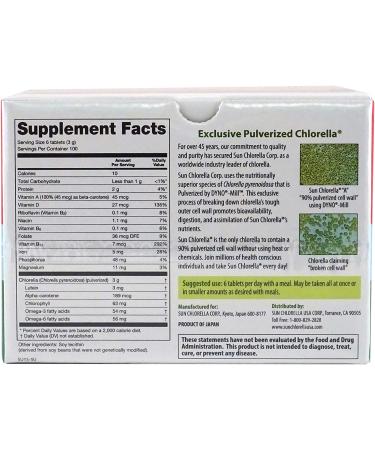 Sun Chlorella A 500 mg - 600 Tablets | Premium Natural Supplements - Buy Online on GoSupps.com