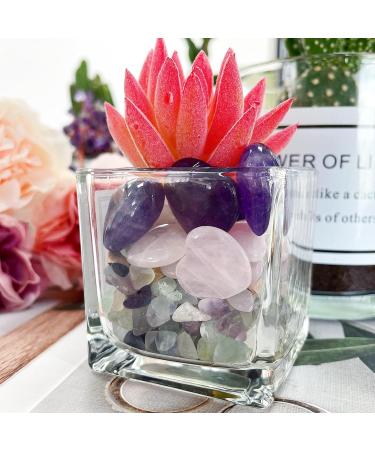 Buy Xiannvxi 8pcs Heart Crystal Set - Amethyst Clear Quartz Rose Quartz Healing Stones for Beginners | Natural Reiki Palm Gemstones - Buy Online on GoSupps.com