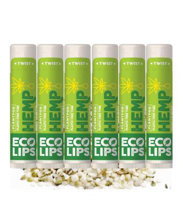 Eco Lips Organic Hemp Lip Balm with Beeswax Coconut Oil Vitamin E. Best Lip Balm to Soothe & Moisturize Dry Chapped Lips (Vanilla Mint 6-Pack) | Made in the USA Vanilla Mint 6 Count (Pack of 1)