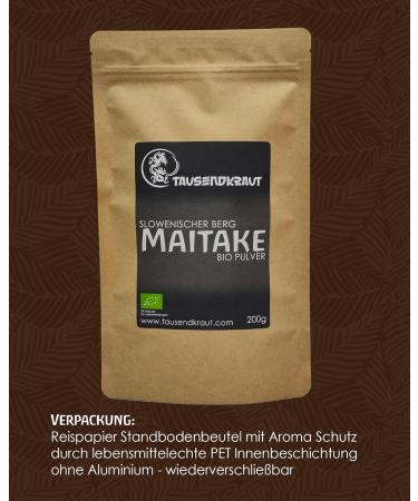 Maitake Bio Pulver 200g - Premium EU Production from Slovenia - Sustainable & Safe - German Quality - Buy Online on GoSupps.com