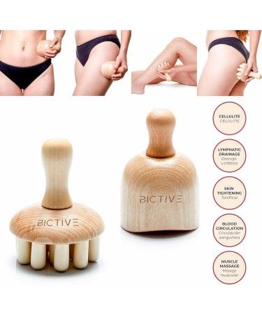 Bictive Maderotherapy Set | Anti-Cellulite Massage Cups & Wood Rollers | Lymphatic Drainage Device - Buy Online on GoSupps.com