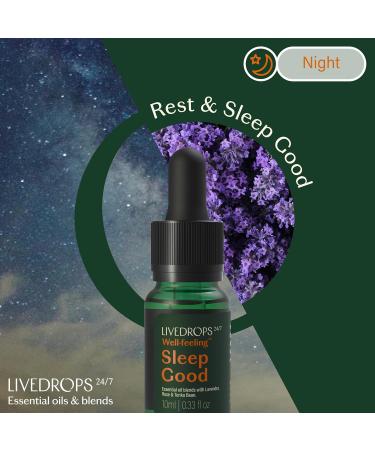 LIVEDROPS 24/7 Sleep Good Essential Oil Blend - Crafted in France - Lavender & Rose - Pure & Natural - Aromatherapy - Skin Safe & Diffuser Compatible - Clinically Tested - Buy Online on GoSupps.com