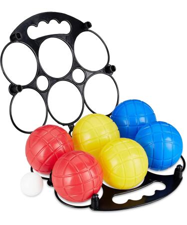 Relaxdays Unisex Youth Boccia Game - 6 Colorful Petanque Balls & Carrying Basket | Perfect Outdoor Fun for All Ages - Buy Online on GoSupps.com