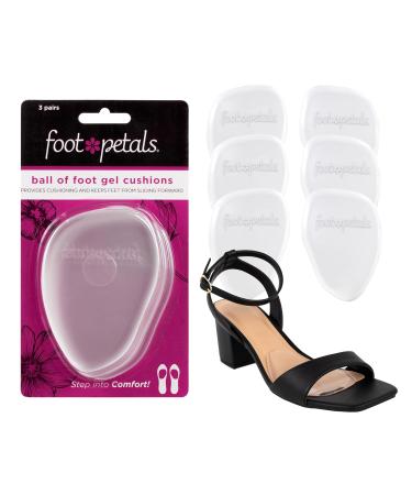 Foot Petals Women's Rounded 3 Pair, Clear Gel, One Size Clear Gel One Size