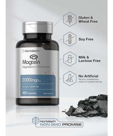 Horb ach Magtein Magnesium L-Threonate | 2000mg Supplement | 100 Capsules | for Men & Women | Non-GMO and Gluten Free - Buy Online on GoSupps.com