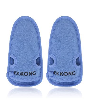2 pieces of peeling glove for body & face made of bamboo cleans pores deep peeling for hammam sauna shower body peeling & massage (blue)