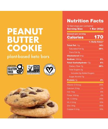 CORE Plant-Based Protein Keto Bars - Peanut Butter Cookie 12 Pack | Low Carb, Low Sugar, High Fiber, Vegan Energy Bars | Gluten-Free, Low-Calorie Bar - Buy Online on GoSupps.com