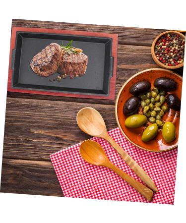ABOOFAN 1pc Grill Plate Barbecue Fry Plate Breakfast Parrot Food Sanitary Disposal Bags Beef Steak Plate BBQ Dish Steak Pan Baking Pan Barbecue Dish Iron Rectangle Pancake Pan 31.5x19cm Black - Buy Online on GoSupps.com