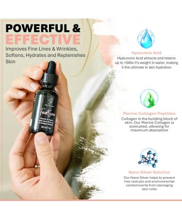 Premium Facial Serum 30ml - Marine Collagen & Hyaluronic Acid for Fine Lines Wrinkles Hydration & Skin Repair - International Shipping Available - Buy Online on GoSupps.com