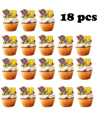 18pcs Rubber Gun Cupcake Toppers 10 for Boys Girls 10th Birthday Dart War Theme Party Supplies Bullet Target Gun Tenth Birthday Cake Decorations - Buy Online on GoSupps.com