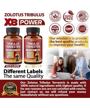 High Potency Tribulus Terrestris Capsules with Ashwagandha, Panax Ginseng, Saw Palmetto, Maca & Shilajit - 3 Month Supply for Boosting Energy, Mood, Stamina & Performance in Men & Women - Buy Online on GoSupps.com