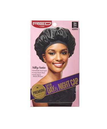 Red By Kiss Premium Quality Silky Satin Day & Night Cap (X-Large  Black) X-Large Black