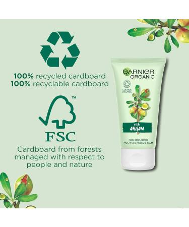 Garnier Organic Argan Multi Use Rescue Balm for Face Body and Hands Instantly Nourishes and Soothes Dry Hands & Dry Patches 50 ml - Buy Online on GoSupps.com