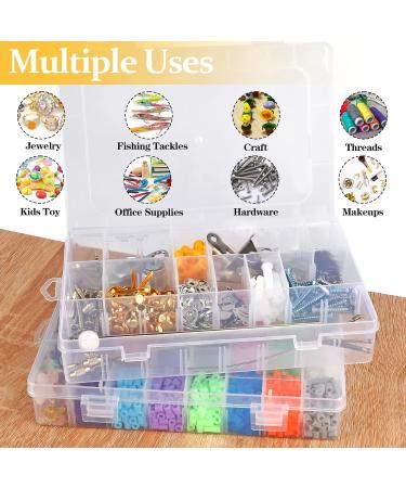 2 Pack 24 Grid Clear Plastic Organizer Box with Adjustable Divider - Craft and Bead Storage Container for DIY Jewelry, Tackles - Includes Label Stickers - Buy Online on GoSupps.com