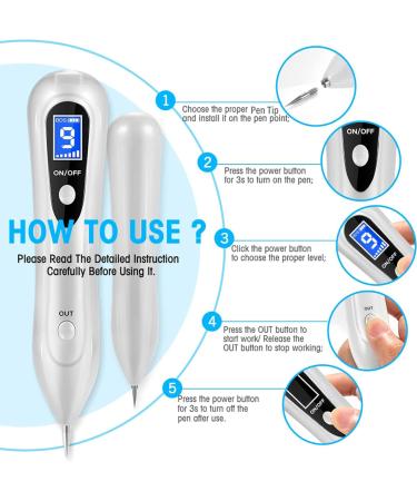 LARALA Skin Tag Removal Pen Skin Tag Removal Kit Mole Remover with 9 Adjustable Modes for Moles Warts and Age Spots on Face Hands and Body White - Buy Online on GoSupps.com