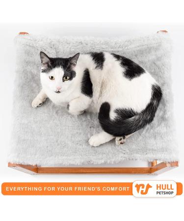HullPetshop Cat Hammock & Dog Bed - Elevated Wood Pet Furniture for Small, Medium & Large Pets | Easy Assembly Indoor Hammock for Cats - Grey/Mink - Buy Online on GoSupps.com