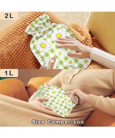 NAANLE 2L Hot Water Bottle with Checkered Daisy Cover | Pain Relief & Heat Therapy for Menstrual Cramps Hands & Feet - Buy Online on GoSupps.com