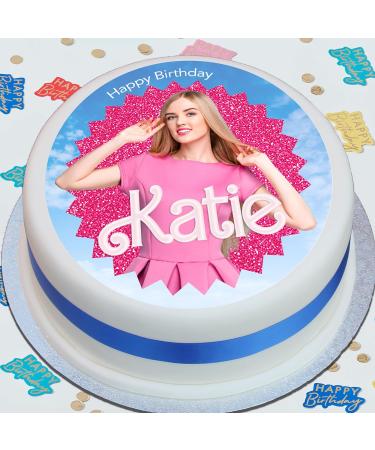 Barbie style Personalised Round Icing Cake Topper up to 8" - Buy Online on GoSupps.com