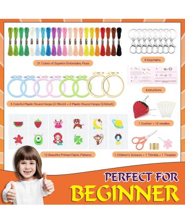 ZOCONE 12 PCS Cross Stitch Kits for Kids - Beginner Embroidery Hoops & Needlepointing Tools with Instructions - Ideal for Backpack Charms & Ornaments - Pattern 2 - Buy Online on GoSupps.com