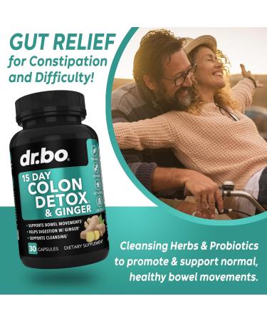 Colon Cleanser Detox - 15 Day Fast Acting Weight Flush Pills with Ginger | Natural Laxative & Bloating Relief Supplement for Intestinal & Gut Health - Buy Online on GoSupps.com