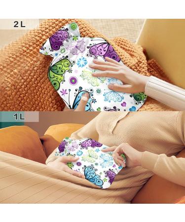 Spring Butterflies Hot Water Bottle with Cover - 2L Large Hot Water Bag for Cramp & Pain Relief | International Shipping Available - Buy Online on GoSupps.com