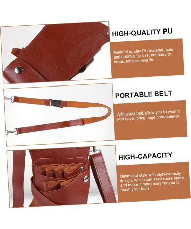 Lurrose Hairdresser Bunkbob Hairdressing Scissors Belt - Stylish PU Tool Case Bag for Shears & Onion Cutters - 25x11cm Brown - Buy Online on GoSupps.com