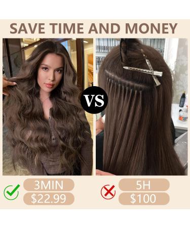 Nnzes Clip in Long Wavy Hair Extension 4PCS Thick Brown mix Blonde Double Weft 20 Inch Synthetic Hair Extension for Women - Buy Online on GoSupps.com
