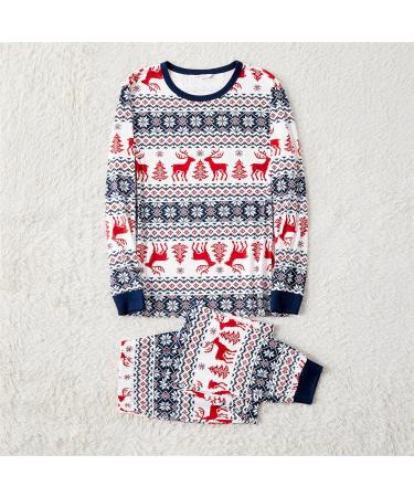 PatPat Family Christmas PJs Matching Sets - Reindeer & Snowflake Patterned Sleepwear for Couples & Kids - Men's XXL Blue/White - Buy Online on GoSupps.com