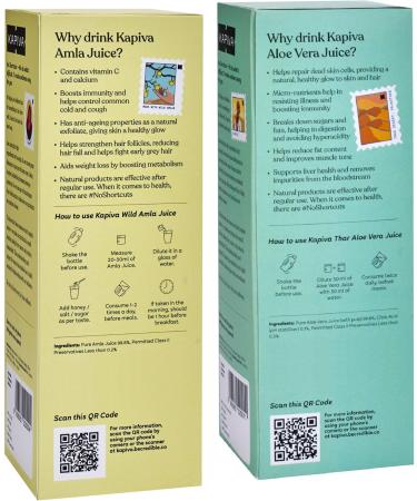 Kapiva Wild Amla Juice 1L + Kapiva Thar Aloe Vera Juice (with Pulp) | Cold-pressed Juice Combo to Help with Glowing Skin Hair Care and Detox (1L) - Buy Online on GoSupps.com