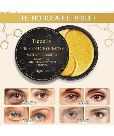 24K Gold Eye Mask - 60 Pcs Under Eye Patches for Puffy Eyes, Dark Circles, Hydrating Skincare for Eye Bags and Wrinkles - Buy Online on GoSupps.com