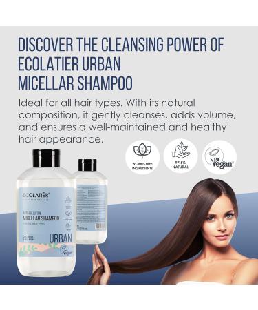 Micellar Anti Pollution Shampoo - Vegan 97.5% Natural Coconut Oil & Mulberry Detox & Moisturizing for All Hair Types - 20.3 Fl Oz - Buy Online on GoSupps.com