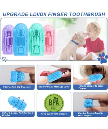 LDIIDII Dog Toothbrush Dog Finger Toothbrush 4 Pack Finger Toothbrush for Dog Cat Full Surround Bristles Dog Tooth Brush Silicone Puppy Toothbrush Easy Dog Teeth Cleaning & Dog Dental Care 4 Colours - Buy Online on GoSupps.com