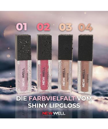 Newwell Shiny Lip Gloss - 24-Hour Moisturizing Vegan Formula for Full-Looking Lips - Pink - 01 Pink - Buy Online on GoSupps.com