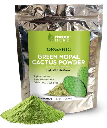 Maxx Herb Organic Nopal Cactus Powder for Healthy Digestion & Immune Support High in Dietary Fiber & Calcium Vegan Non-GMO and Gluten Free - 3 Bags 12 Oz Each - Save 15% 12 Ounce (Pack of 3) - Buy Online on GoSupps.com