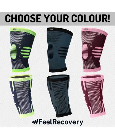 FEEL RECOVERY Knee Bandage - Compression Supports for Men & Women | Breathable Non-Slip Knee Brace for Pain Relief Arthrosis & Meniscus - 2 Pieces (Size S Green) - Buy Online on GoSupps.com