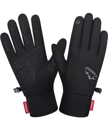 Lapulas gloves men women thin touchscreen sports gloves bicycle gloves running gloves warm anti-slip windproof winter gloves for car ride cycling skiing work black l