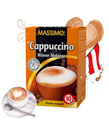Massimo Cappuccino Wiener Melange Lot de 80 b tonnets de caf instantan de 15 g (8 paquets de 150 g) Poudre aromatis e avec caf en grains solubles et blanc caf
