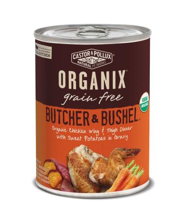Castor & Pollux Organix Grain Free Butcher & Bushel Organic Chicken Wing & Thigh Dinner in Gravy Adult Canned Dog Food, 12.7-oz case of 12 Chicken Wing & Thigh 12.7 Ounce (Pack of 12)