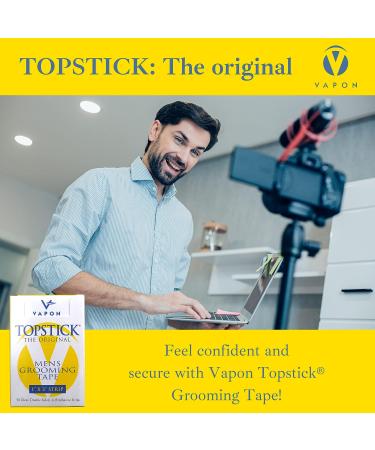 Vapon Topstick Men's Grooming Tape - 50 Clear Double Sided Strips for Toupee & Wig Adhesive - Buy Online on GoSupps.com