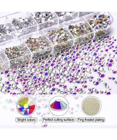 2400pcs Nail Art Rhinestones Kit with Storage Organizer Box - 6 Sizes (1.5-4.5mm) Nail Gems Ab Flatback Rhinestones for Nail Art Craft - Includes Wax Pencil and Tweezers - Buy Online on GoSupps.com