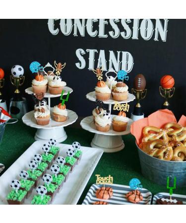 Gyufise 24Pcs Rugby Ball Cupcake Toppers Glitter Touchdown Player Cupcake Picks Trophy Love Rugby Cupcake Toppers Rugby Cake Decor for Rugby Sports Theme Baby Shower Party Supplies Multi Love - Buy Online on GoSupps.com