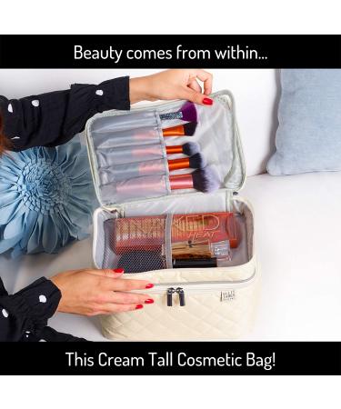 Ellis James Designs Large Cream Travel Makeup Bag for Women - Cosmetic Case & Organizer - Perfect Gift for Women - Travel Toiletry Bag Included - Buy Online on GoSupps.com
