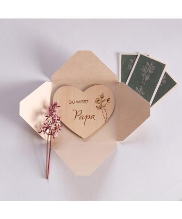 Pregnancy Announcement Surprise Envelopes | 6 Wooden Hearts for Fun Gender Reveal | Perfect Gifts for Dads Grandparents Aunts & Uncles - Mikito - Buy Online on GoSupps.com