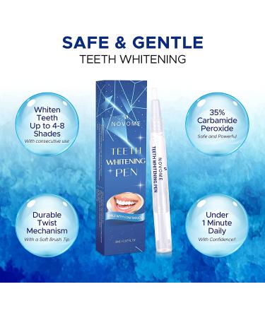 NOVOME Teeth Whitening Pen (2 Pcs) - 20+ Uses, Effective & Painless, No Sensitivity, Travel-Friendly, Easy to Use - Natural Mint Flavor for a Beautiful White Smile! - Buy Now - Buy Online on GoSupps.com