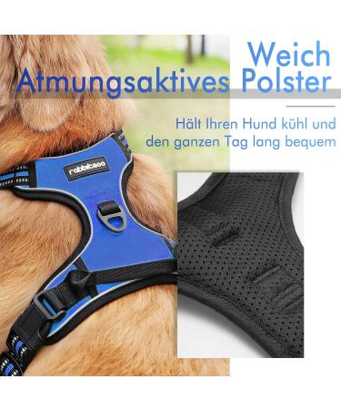 Rabbitgoo Medium Dog Harness - No Pull Adjustable Breathable Harness for Large Dogs - Reflex Stripes Safe Control Blue (1 Pack) - Buy Online on GoSupps.com