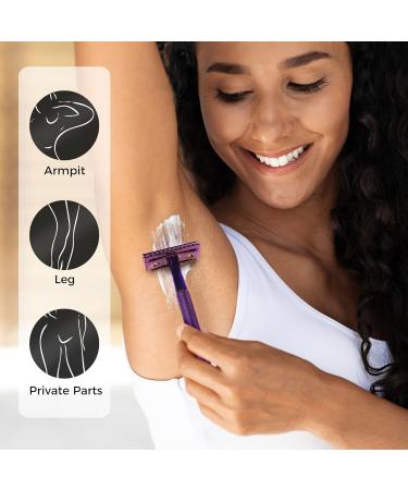 Zomchi Safety Razor for Women - Double-Blade Metal Razor with 10 Blades Purple Shaving Set Perfect for All Double-Blade Razors - Buy Online on GoSupps.com