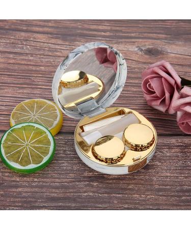 Verdant Touch Marble Pattern Contact Lens Box - Portable Eye Care Kit for Soaking & Storage - Multicolored Plastic Container - Buy Online on GoSupps.com